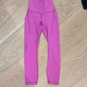 Lululemon Pink Wunder Train High-Rise with Pockets size 2 23"  inseam